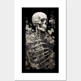 Gothic Flower And Bones Skeleton Gothic Skulls Posters and Art